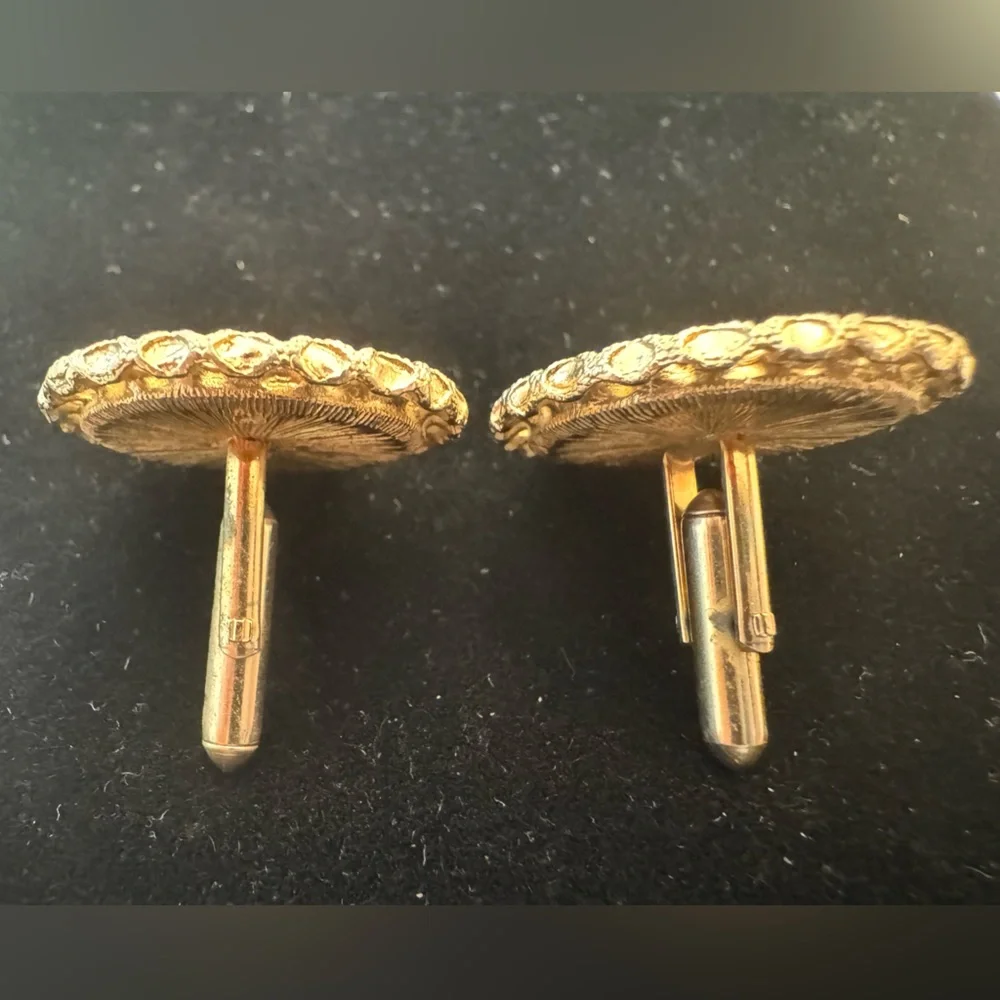Swank Roman Janus Gold Plated Blue Cameo Cufflinks